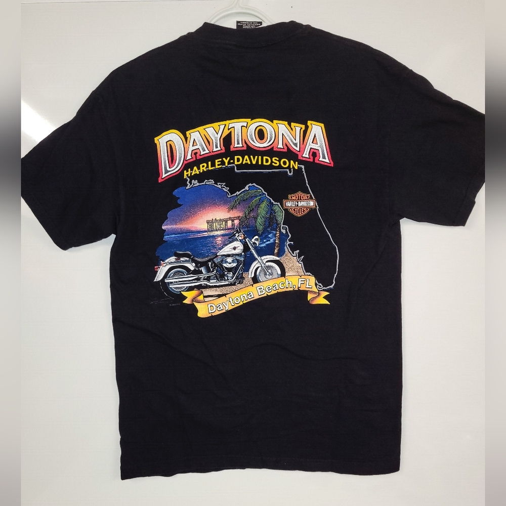Vintage Harley-Davidson Daytona Beach MEDIUM Florida Made USA 2001 Black T-Shirt